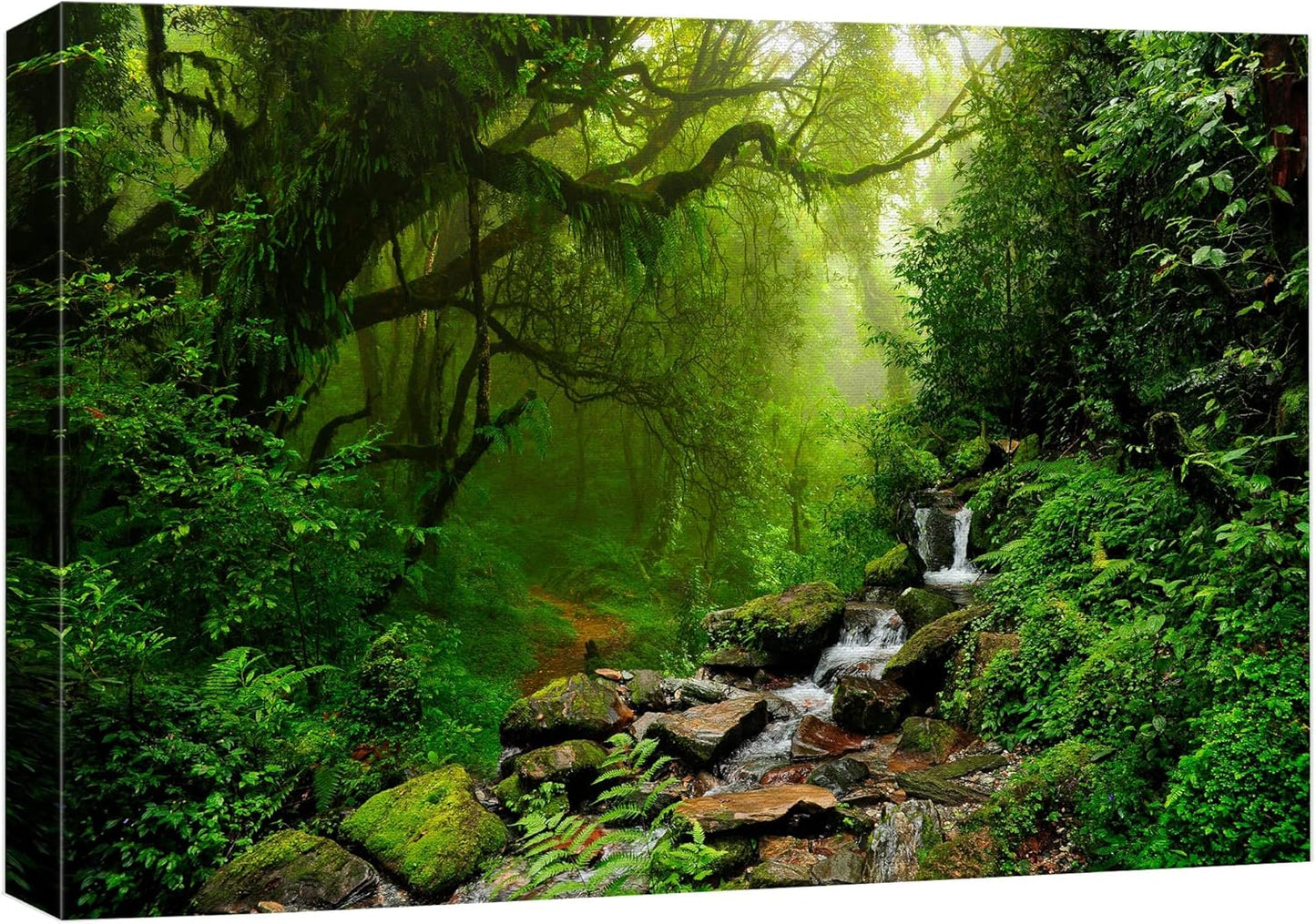 wall26 Canvas Print Wall Art Nepal Green Forest & Waterfall Nature Wilderness Photography Modern Art Rustic Scenic Colorful Multicolor for Living Room, Bedroom, Office - 12"x18"