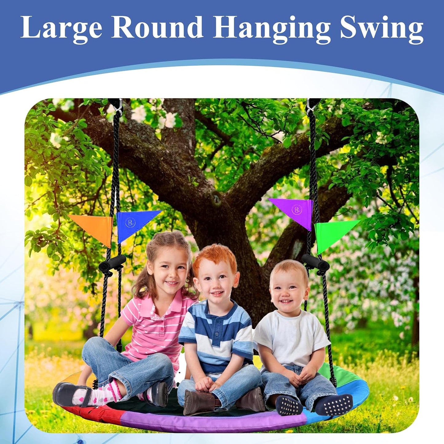 Saucer Tree Swing for Kids – 40 Inch Round Saucer Swing with Adjustable Hanging Straps, Waterproof 900D Oxford Fabric in Indoor & Outdoor Fun with Full Installation Tools & User Manual