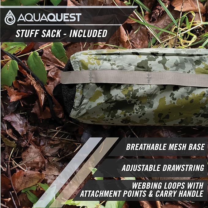 AquaQuest Safari Camping Tarp - Lightweight Durable Rain Fly - Waterproof Camping Essentials for Hiking, Backpacking & Hammock, 20 x 13 ft, Boulder Camo