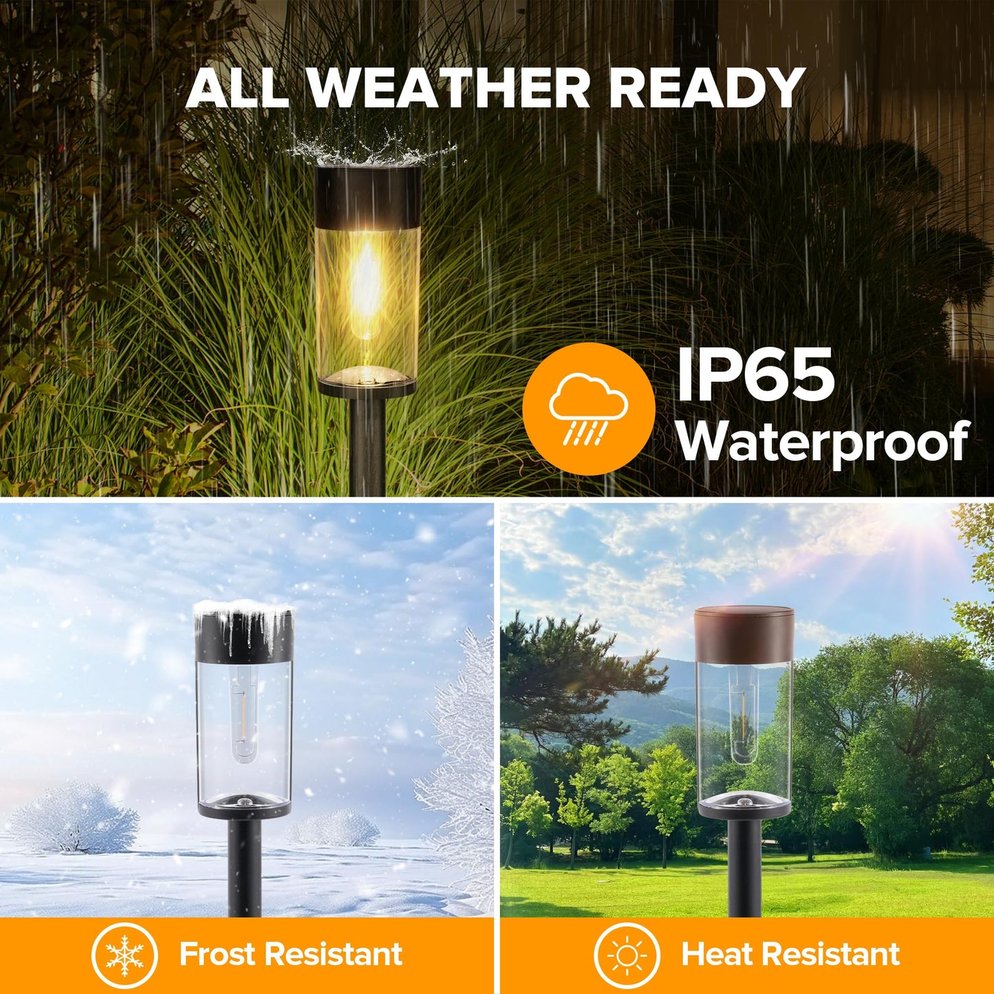 Ume 10 Pack Solar Pathway Lights Outdoor  Bright Solar Garden Lights With Metal Design-Ip65 Waterproof  Auto On/Off  3000K Led Landscape Lighting For Yard  Lawn  Walkway  Driveway  Patio Decor