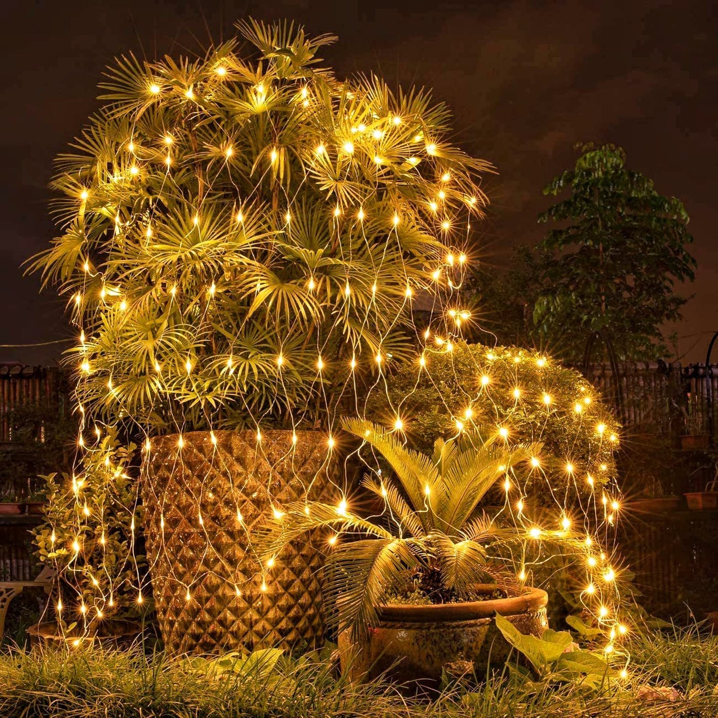 LJLNION Christmas Net Lights, 360 LED, 12ft x 5ft, Warm White, Model HB-360WCOI, Connectable Mesh Fairy Lights for Outdoor Decorations