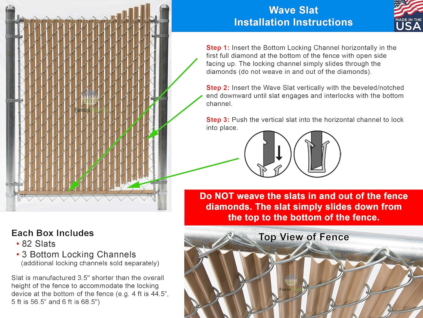 Wave Slat (9 Colors) Single Wall Bottom Locking Privacy Slat for 4', 5', 6', 7' and 8' Chain Link Fence (8 ft, Brown)