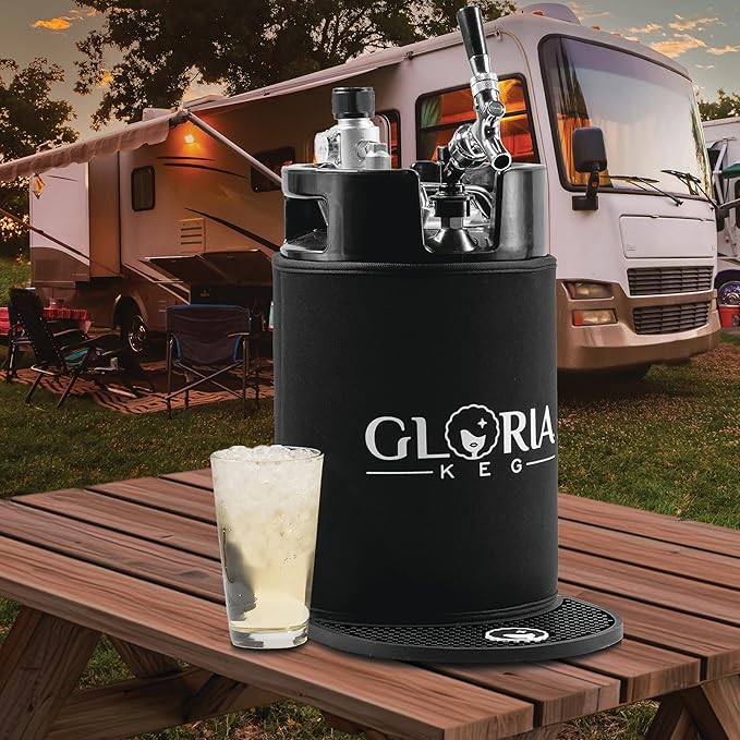 Gloria 10L (2.6 Gal) Mini Keg, Pressurized Keg for Drinks, with Tap System, Co2 Regulated, Stainless Steel