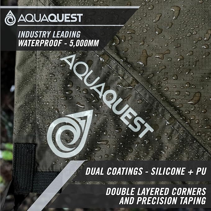 AquaQuest Guide Camping Tarp - Ultralight Tent Cover or Rain Fly - Waterproof Camping Gear Must Haves for Hiking, Hammock, Bivy & Survival, 10 x 10 ft, Olive Drab