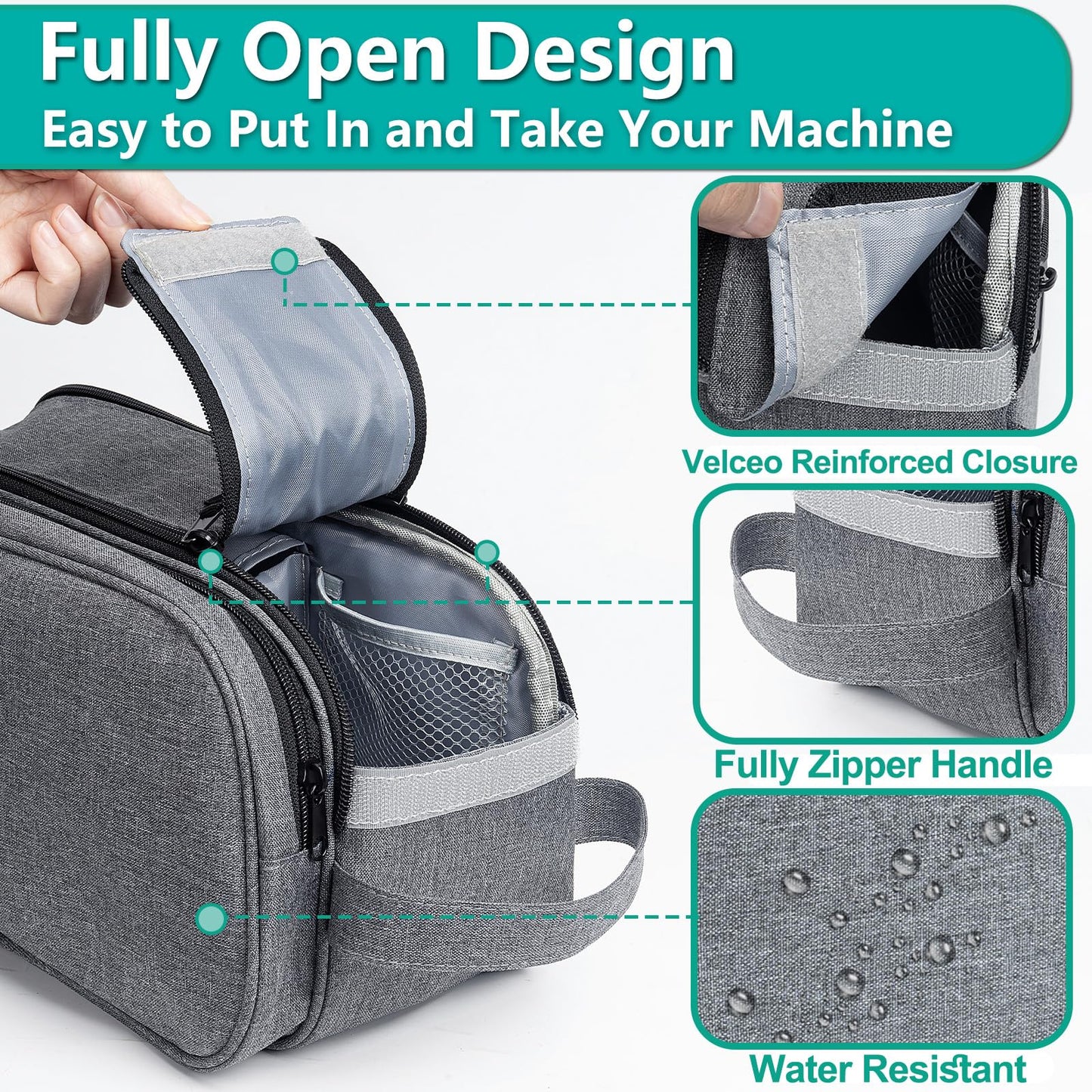 NIFUYOP CPAP Travel Bag for ResMed AirMini Machine, Portable Storage Organizer Case Fits for CPAP Machine and Accessorie, Grey