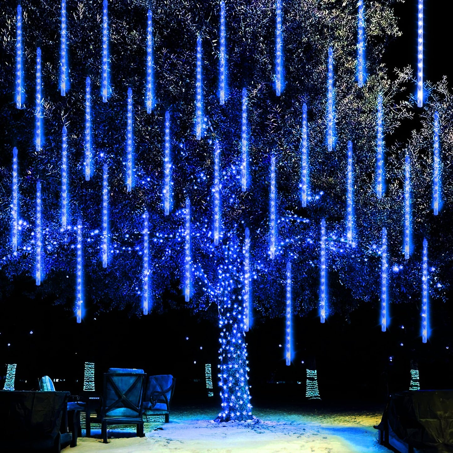Dazzle Bright Meteor Shower Christmas Lights, 864 Led, Waterproof Blue, 11.8 Inch Tubes, Model Hb-300Coi For Trees & Yards