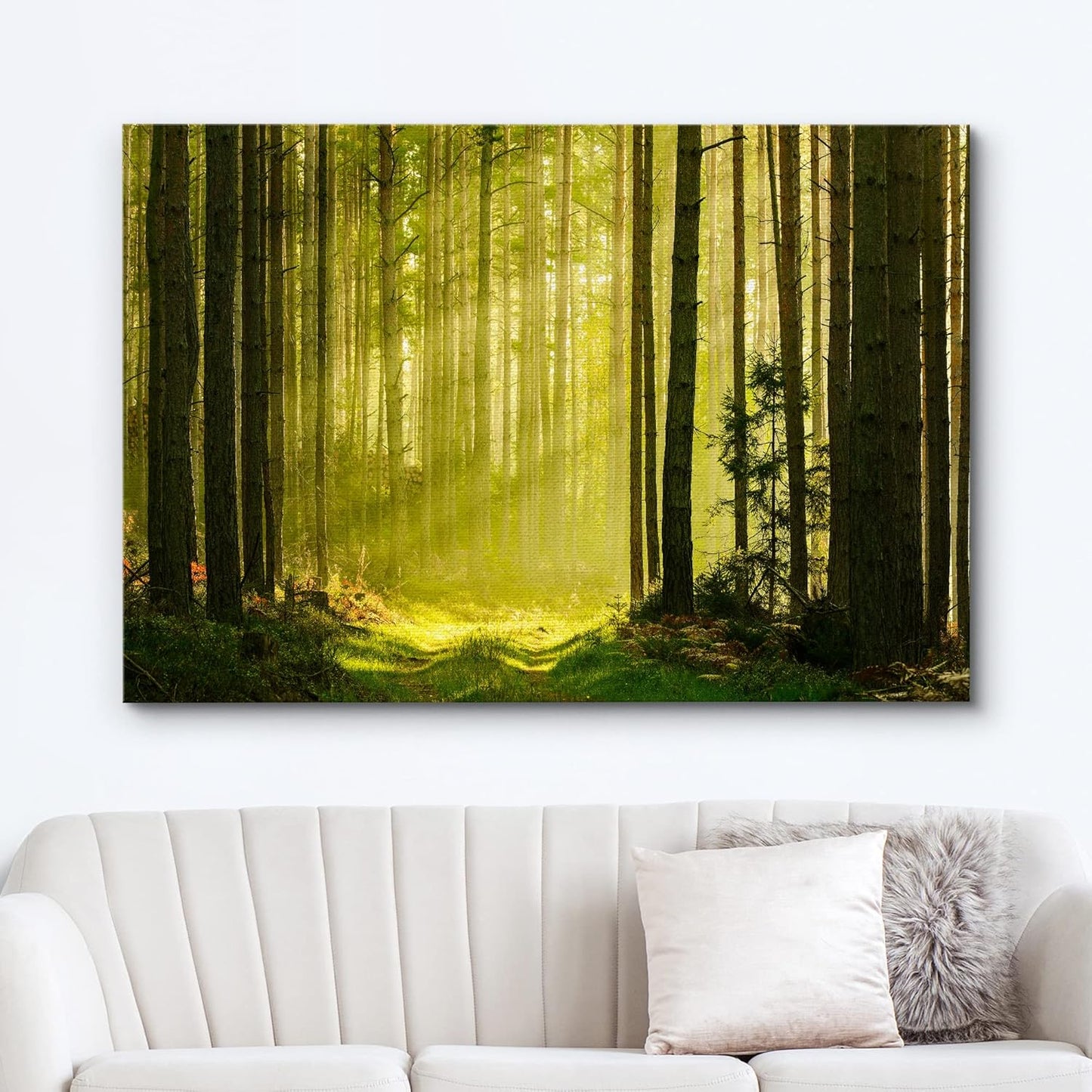 wall26 Canvas Print Wall Art Springtime Summer Sunlight Green Forest Nature Wilderness Photography Realism Earth Scenery Rustic Scenic Landscape Colorful for Living Room, Bedroom, Office - 16"x24"