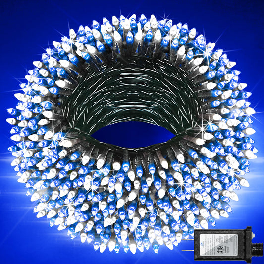750 Led 240Ft Christmas String Lights Outdoor With 12 Lighting Modes  Green Wire Christmas Lights With Timer & Dimmable  Waterproof Plug In Fairy Lights For Room Party Home Patio Xmas  Blue & White