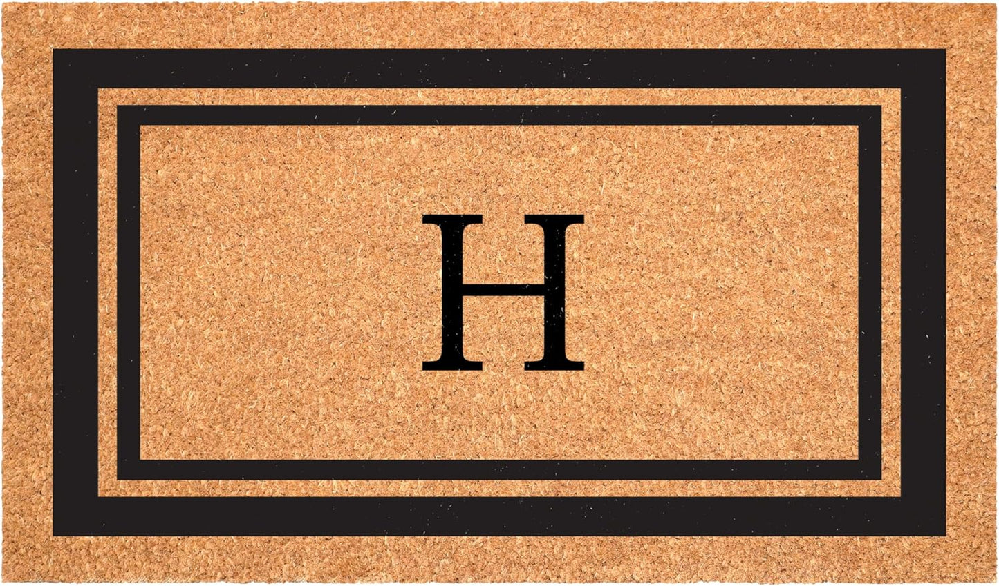 Calloway Mills 152963048H Black Border 30" x 48" Monogram Doormat Letter (H)