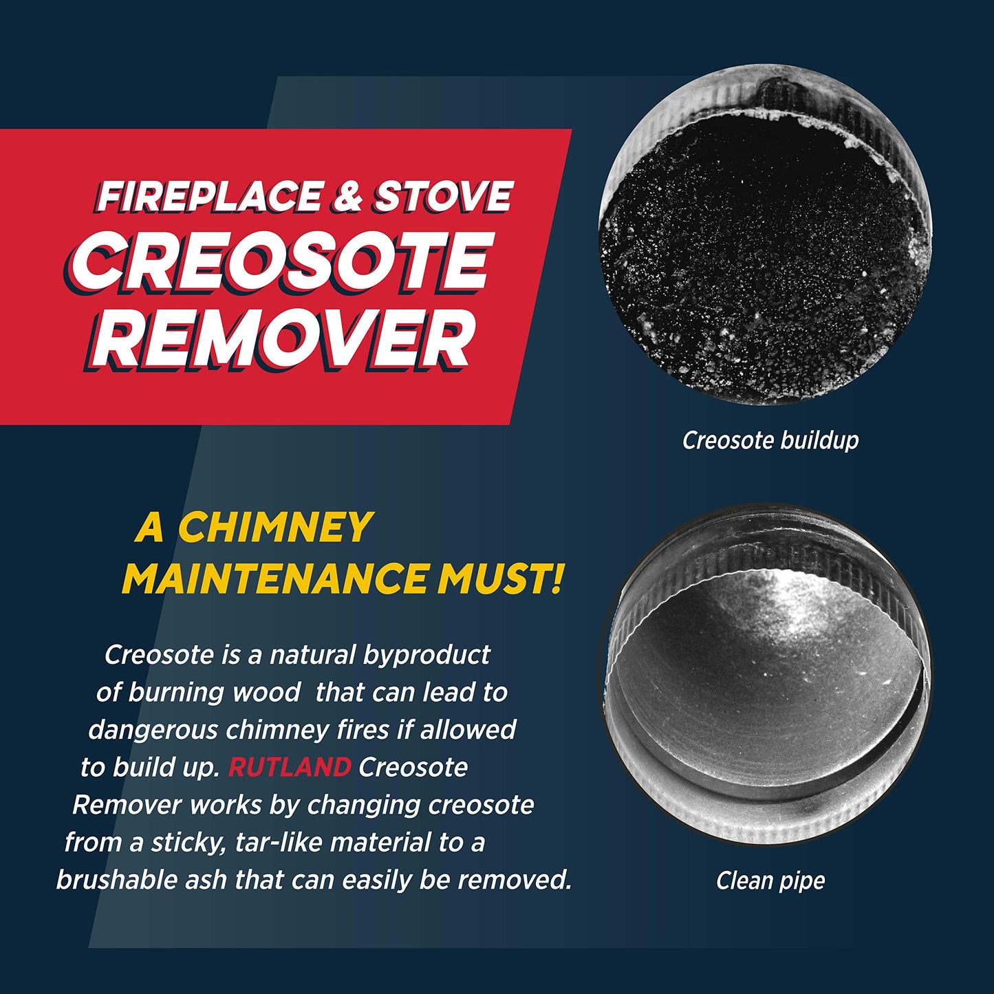 Rutland Creosote Remover, Fireplace, Wood Stove & Chimney Cleaner, 1 Lb Tub