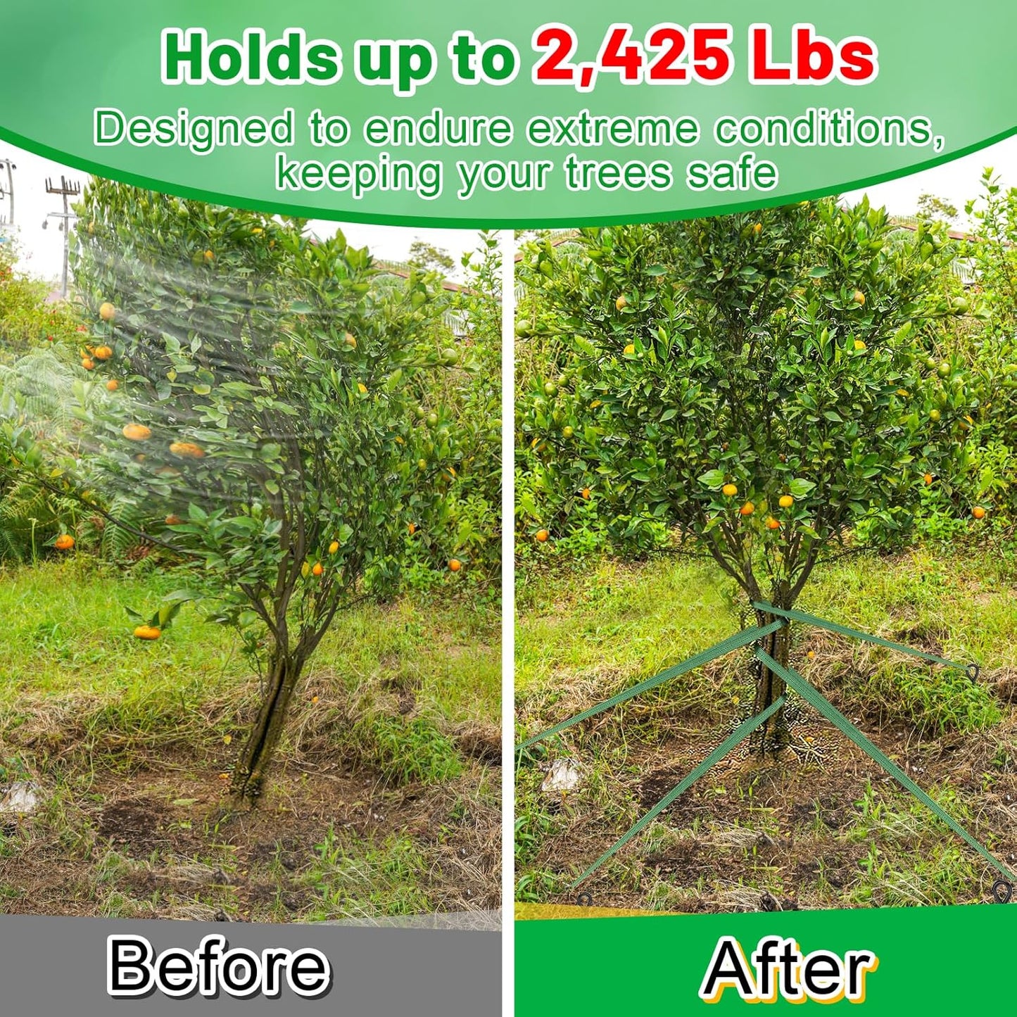 Biubee 2,425 Lbs Strength Tree Straps - 108FT Tree Tie Support Straps for Staking, Green Blend in with Landscaping for Guying Young Trees Straight and Storm Protection, for Outdoor Plants, 1" Wide