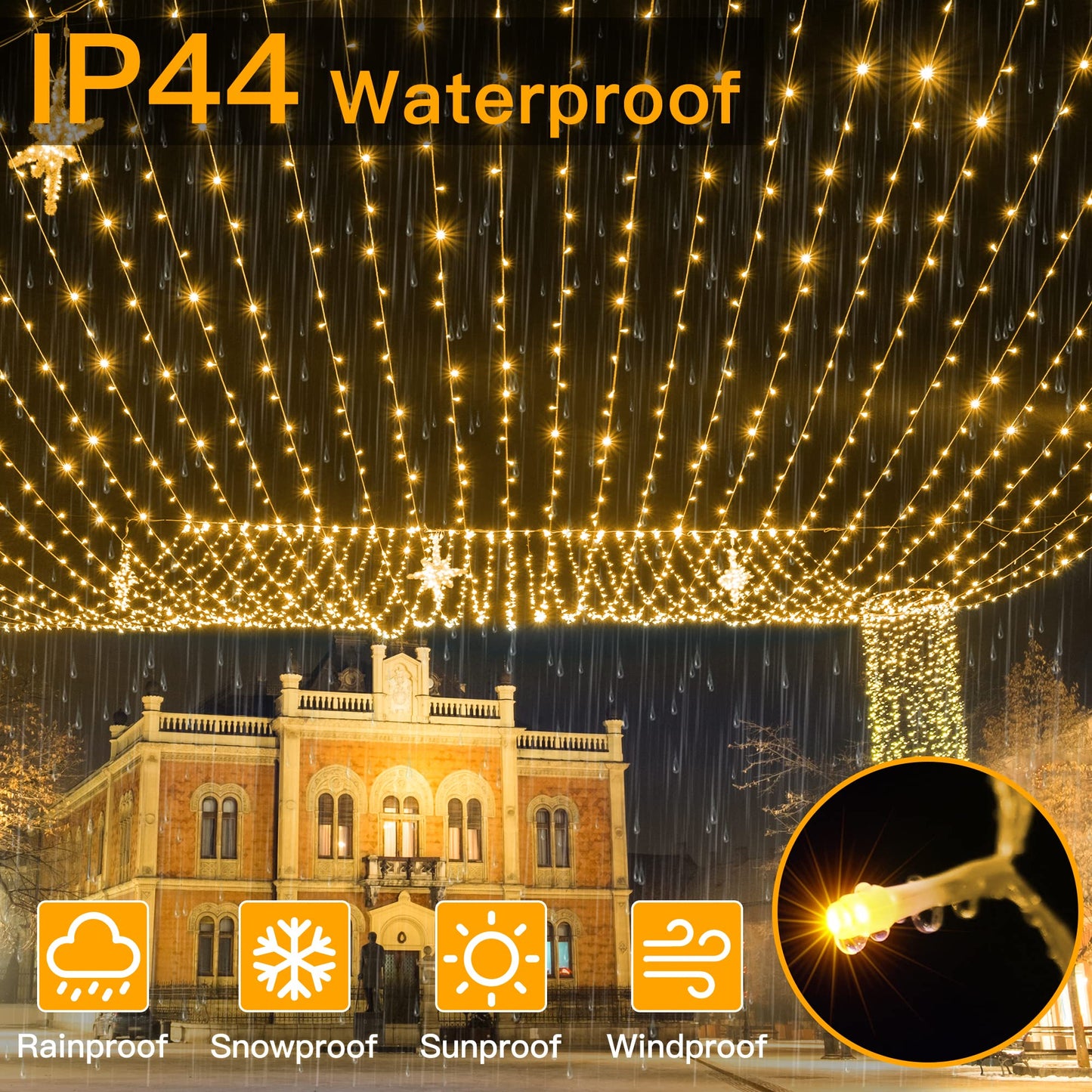 Ollny 800Led Warm White Outdoor Christmas Lights, Waterproof Dimmable Fairy Lights With Remote, Model Hg-29V802C