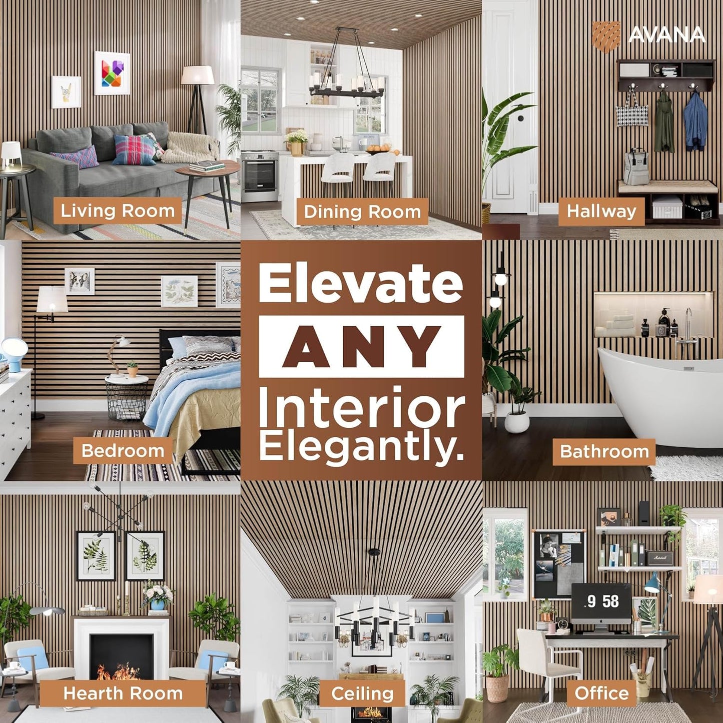 Avana Modern Acoustic Wood Wall Panels – 47.2 X 12.6 Inch White Oak Acoustic Panels 2 PCs – Wall Panels For Interior Wall Decor For Homes, Offices, Studios – Sturdy And Durable Wood Panels For Wall