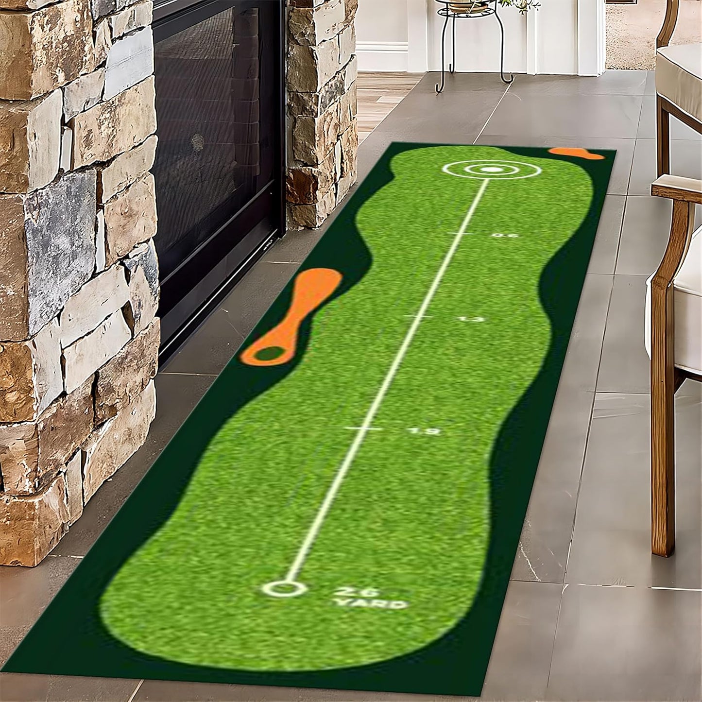 Sports Theme Rugs for Indoor, 4x12ft, Green Lawn Hallway Carpet, Reduce Noise Breathable Durable Entry Carpet, Non-Shedding Pet Friendly Foldable Area Rug for Indoor Entry Entryway