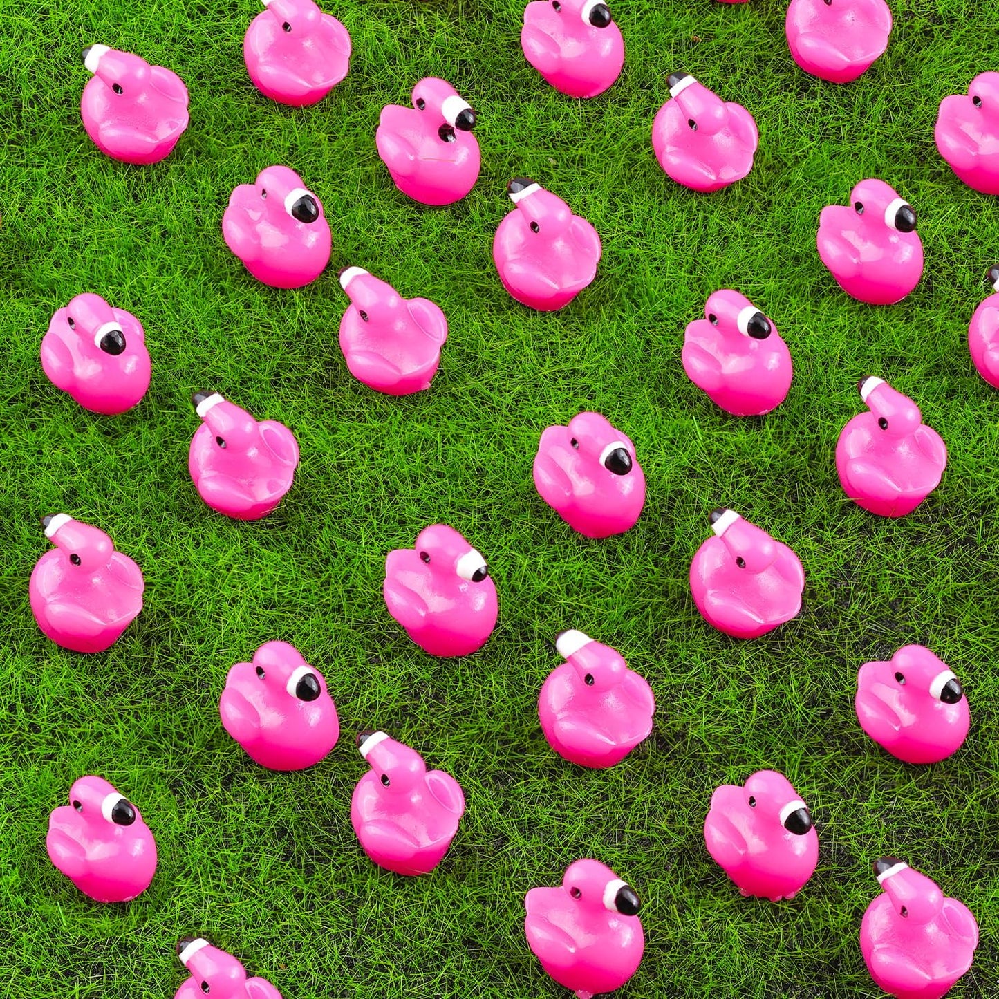 200PCS Mini Resin Animals Cute Rose Pink Tiny Flamingo Ducks, Miniature Figures to Hide, Small Animal Toys Accessories Bulk for Topper Garden Dollhouse Landscape Aquarium Ornaments DIY Crafts & Decor