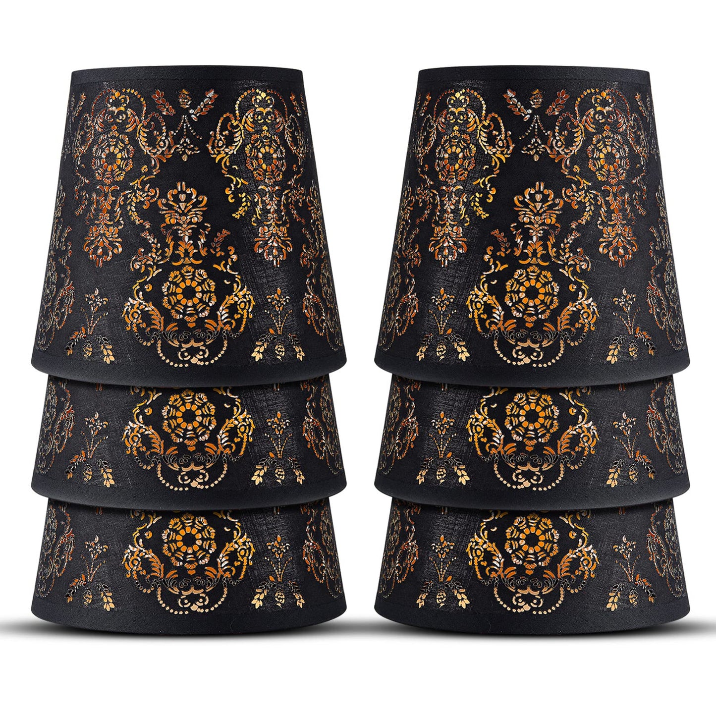 Yisun Chandelier Lamp Shades Set Of 6, Black/Texture Crystal Bell Clip-On Shades, Model Df-Lczd10-Dka