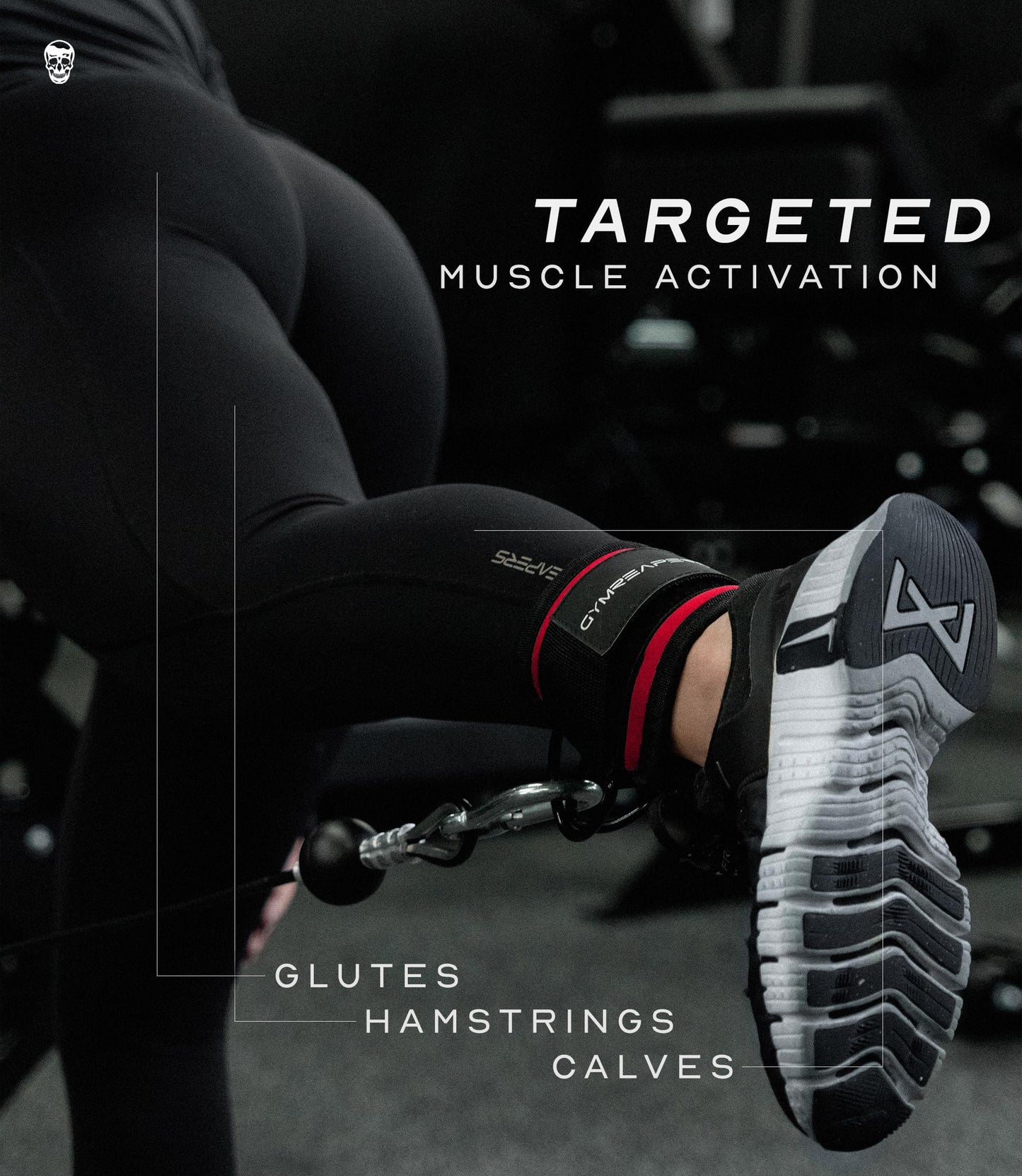 Gymreapers Ankle Strap (Single) For Cable Machine Kickbacks, Glute Workouts, Lower Body Exercises - Adjustable Leg Strap with Neoprene Padding (Red, Single)