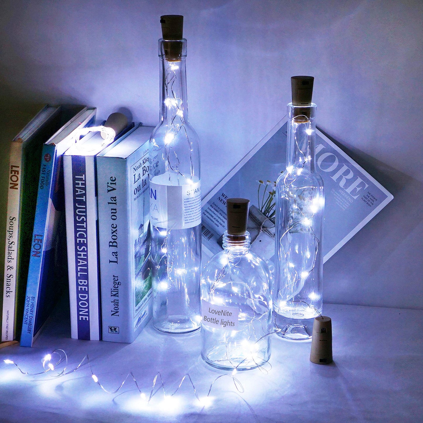 LoveNite Wine Bottle Lights, 20 LED Cork Shape Silver Wire, Warm White Fairy String Lights for DIY, Party, Decor, Christmas, Wedding