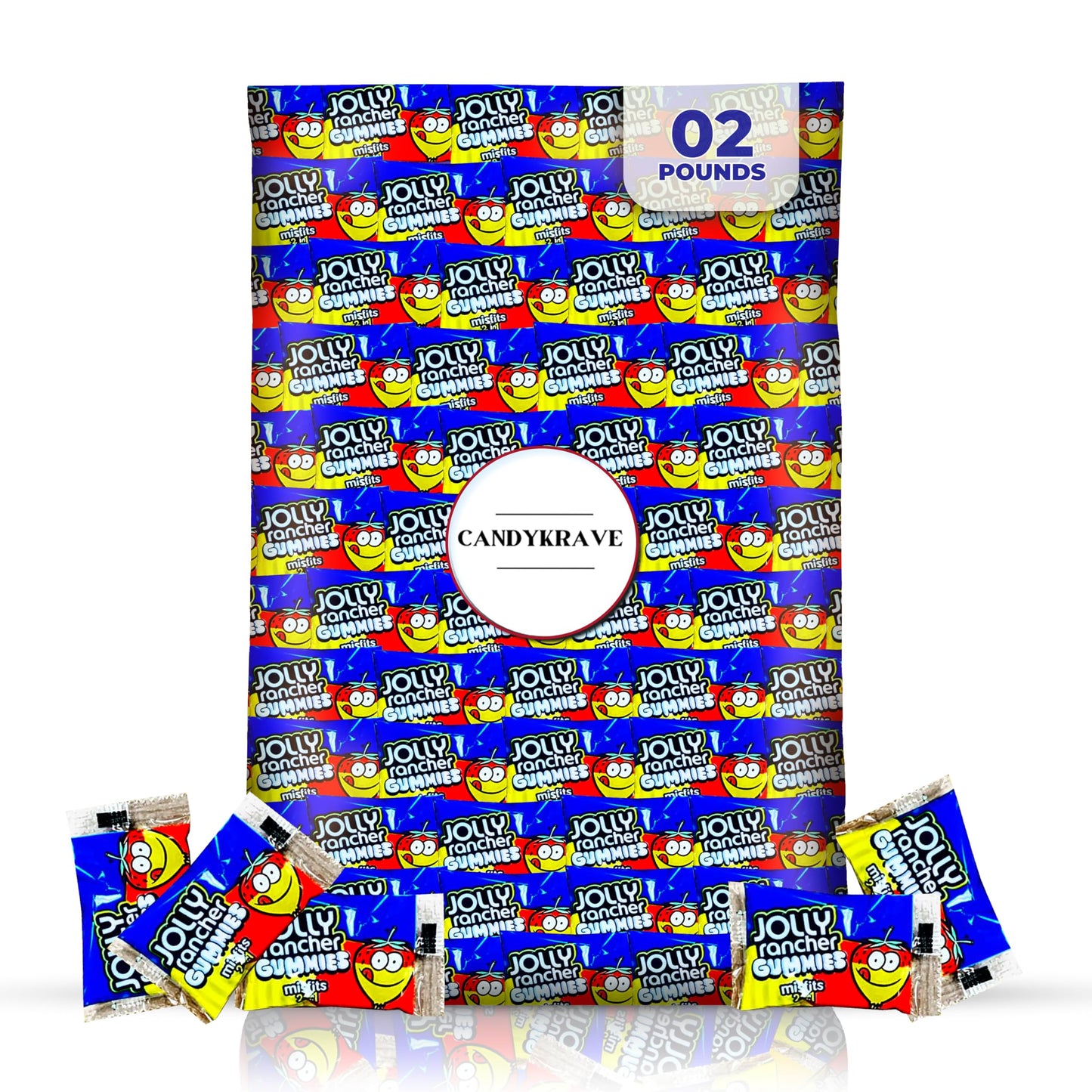 CandyKrave Jolly Ranchers Misfits - 2 Flavors in 1 Gummies - Snack Size Bag Individually Wrapped 2 Flavor Sour Jolly Ranchers Ca