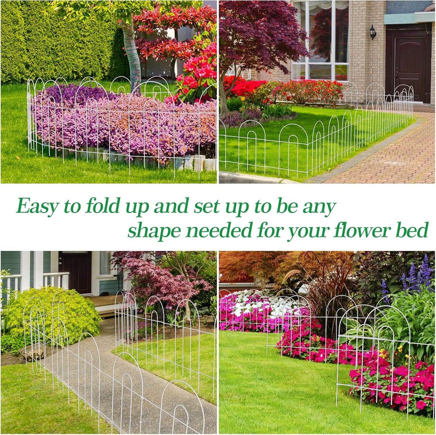 AMAGABELI GARDEN & HOME 14 Panels 32in(H)×20ft(L) Decorative Garden Fences and Borders for Dogs No Dig Rustproof Metal Fence Panel Garden Edging Border Animal Barrier Fencing for Flower Bed Yard White