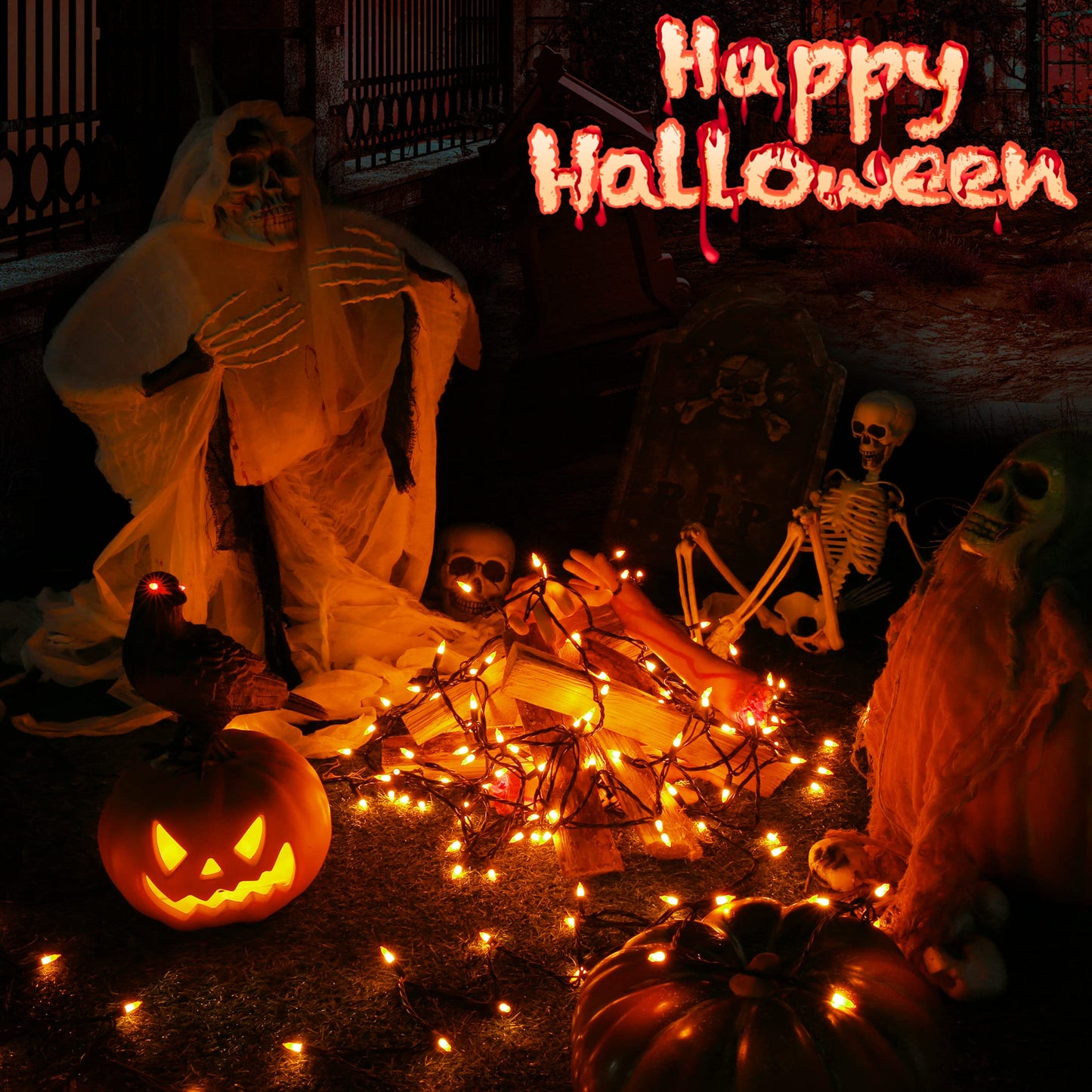 Toodour Halloween String Lights, 25ft 100 Count, Incandescent Mini Bulbs, UL Certified, Orange, Model ZF-100-2/SB