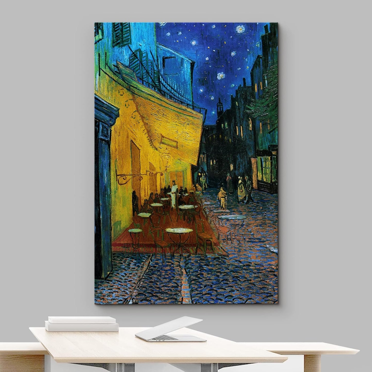 wall26 Canvas Print Wall Art Cafe Terrace at Night by Master Artist Vincent Van Gogh Nature Wilderness Illustrations Fine Art Relax/Calm Multicolor for Living Room, Bedroom, Office - 12"x18"