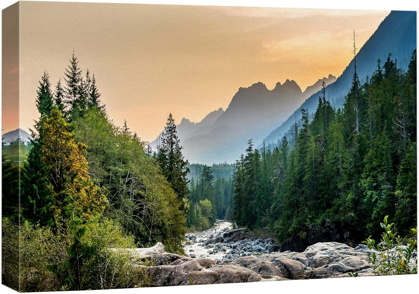 wall26 Canvas Print Wall Art Woodland Nursery Decor Colorado Forest River Rapid Rock Mountain Nature Wilderness Earth Scenery Rustic Scenic Landscape for Living Room, Bedroom, Office - 12"x18"