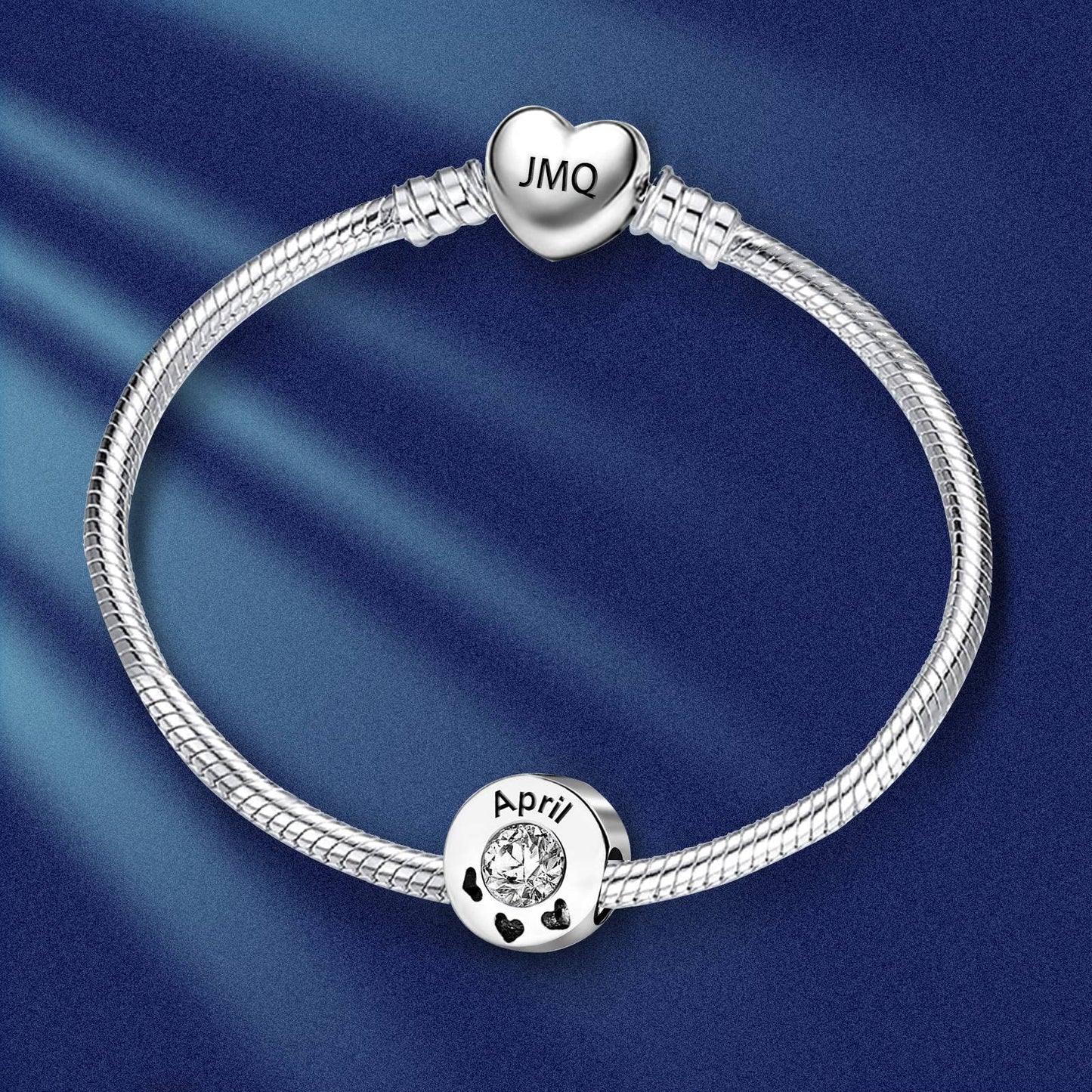 JMQJewelry lnitial Letter Birthday Birthstone April Heart Love White Mom Daughter Shopping Womens Bead Charms Compatible with Pa