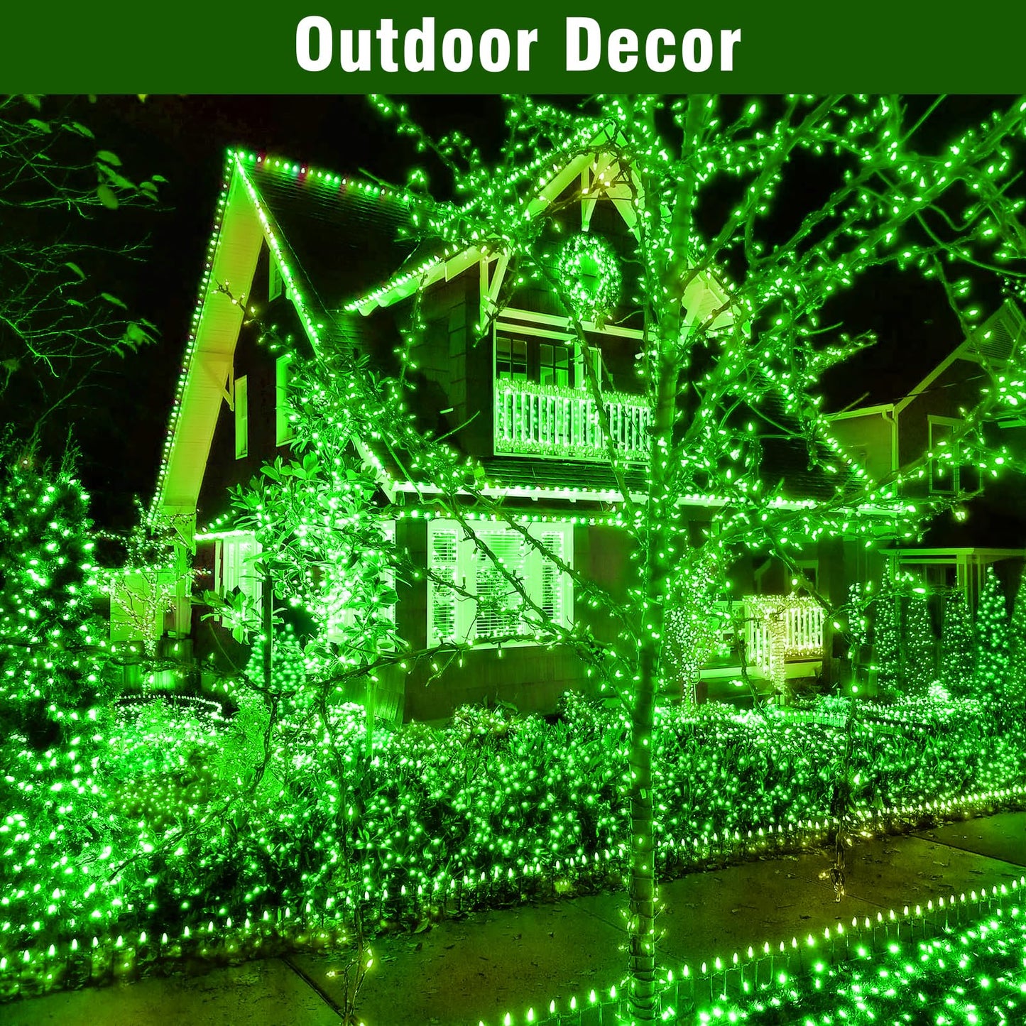 Nisocy 66Ft 200 Led Green String Lights With Green Wire  Waterproof Christmas Tree Fairy Lights With 8 Modes  Indoor Outdoor Seasonal Decorative Lighting For Holiday  Party  Garden