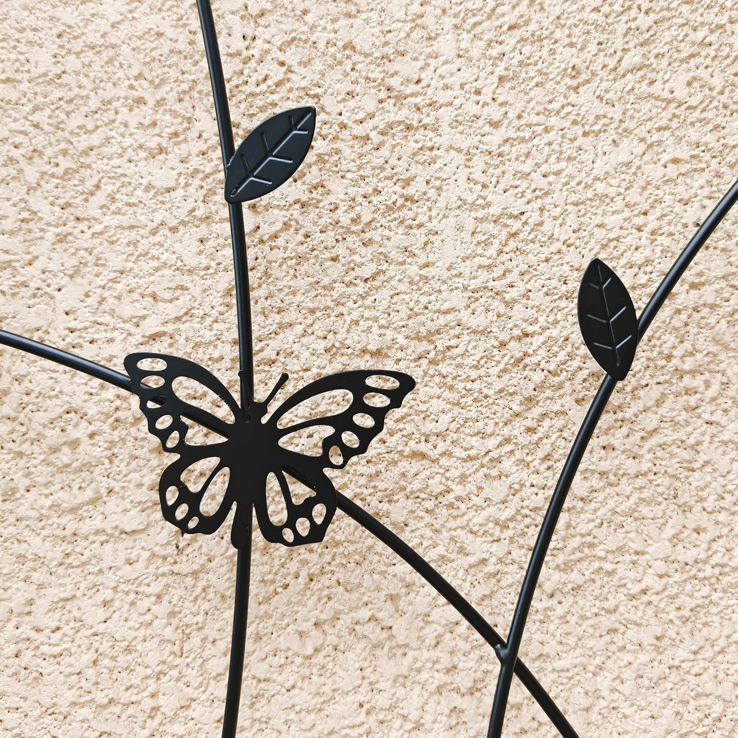 2 Pack Metal Garden Trellis for Climbing Plants, 86.7" Tall Rustproof Outdoor Trellis Panel with Butterfly Design, Decorative Black Iron Plant Support for Vine, Rose, Flower, Garden Wall