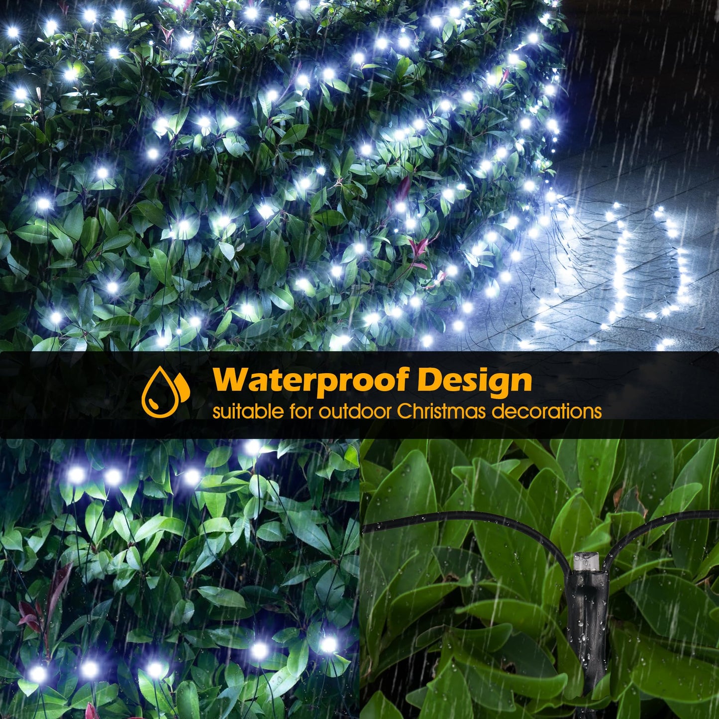 Blctec Christmas Net Lights 360 Led, 9.8Ft X 6.6Ft, Cool White, Waterproof, 8 Modes, Timer, Energy-Saving For Outdoor Decorations
