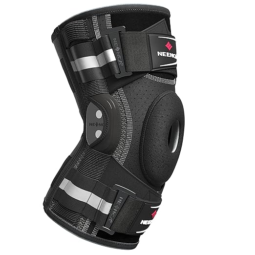NEENCA Professional Knee Brace for Knee Pain, Hinged Knee Support with Patented X-Strap Fixing System, Strong Stability fo...