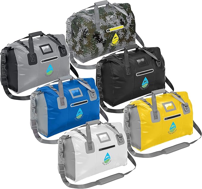 Skog Å Kust Duffelsak Heavy Duty Waterproof Duffel - Gear Bag for Sports, Travel, & More - 60L Black