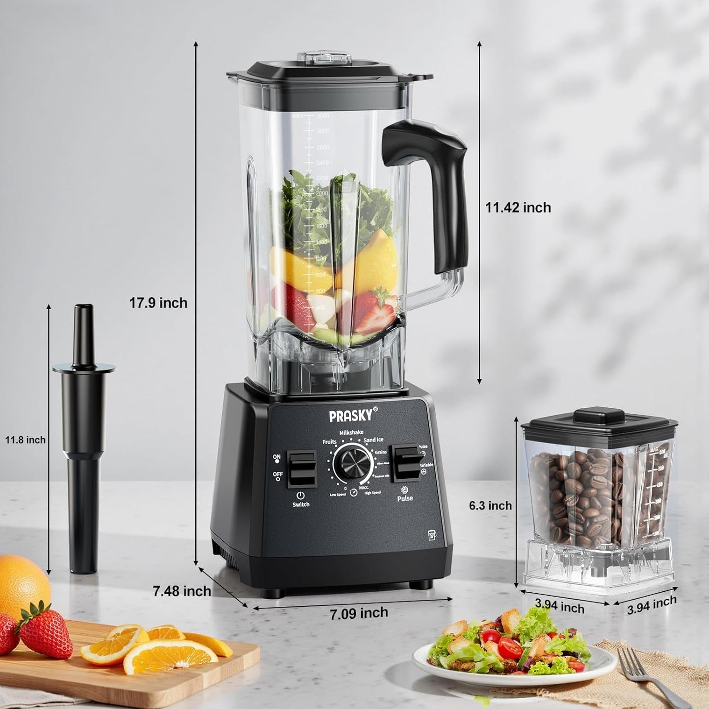 Blenders for Kitchen, Smoothie Blender Large Capacity, 2400W  Countertop Blender with 101Oz Juice & Grinder Jar, Bpa-Free, 25000 RPM Blender for Smoothies, Ice, Frozen Fruit (Gray, 3L)