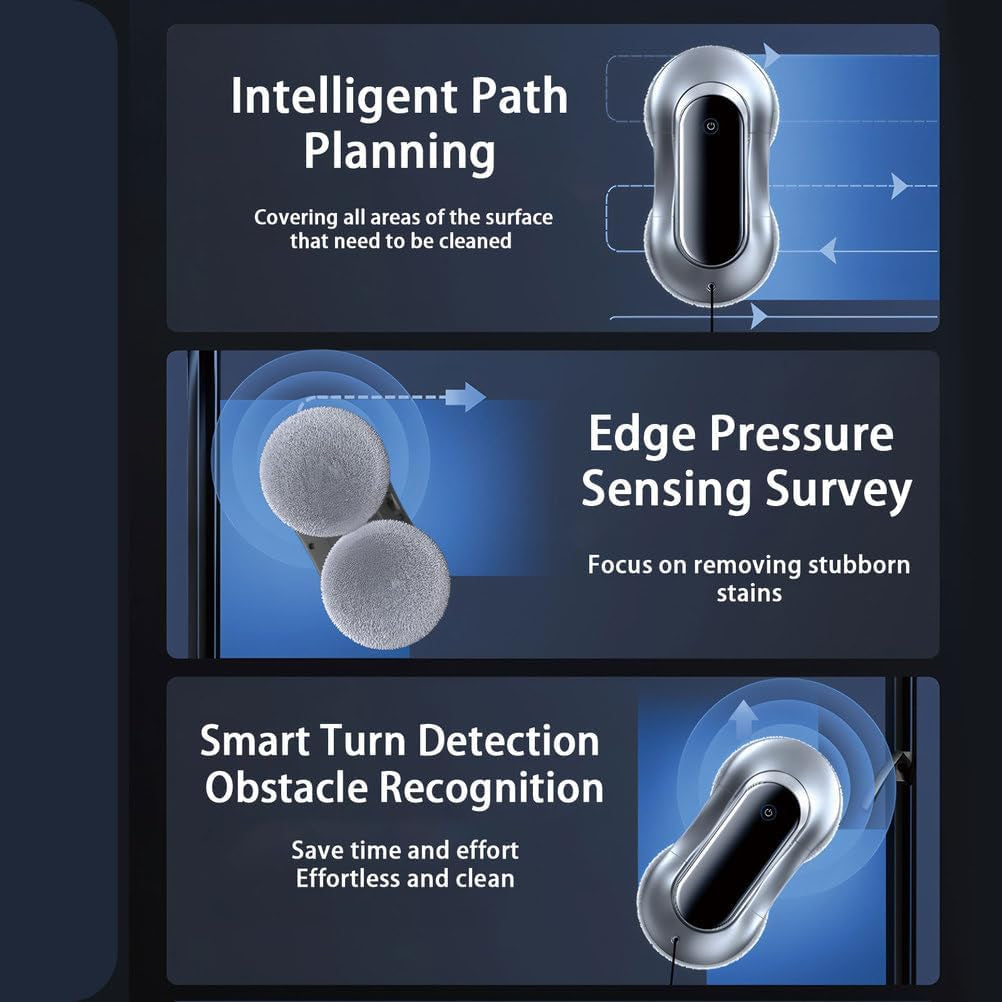 Window Cleaner Robot Auto Dual Spray,Automatic Window Cleaning Robot with Intelligent Path Planning,Edge Detection Technology, Remote Control,Window Cleaner All Smooth Surfaces