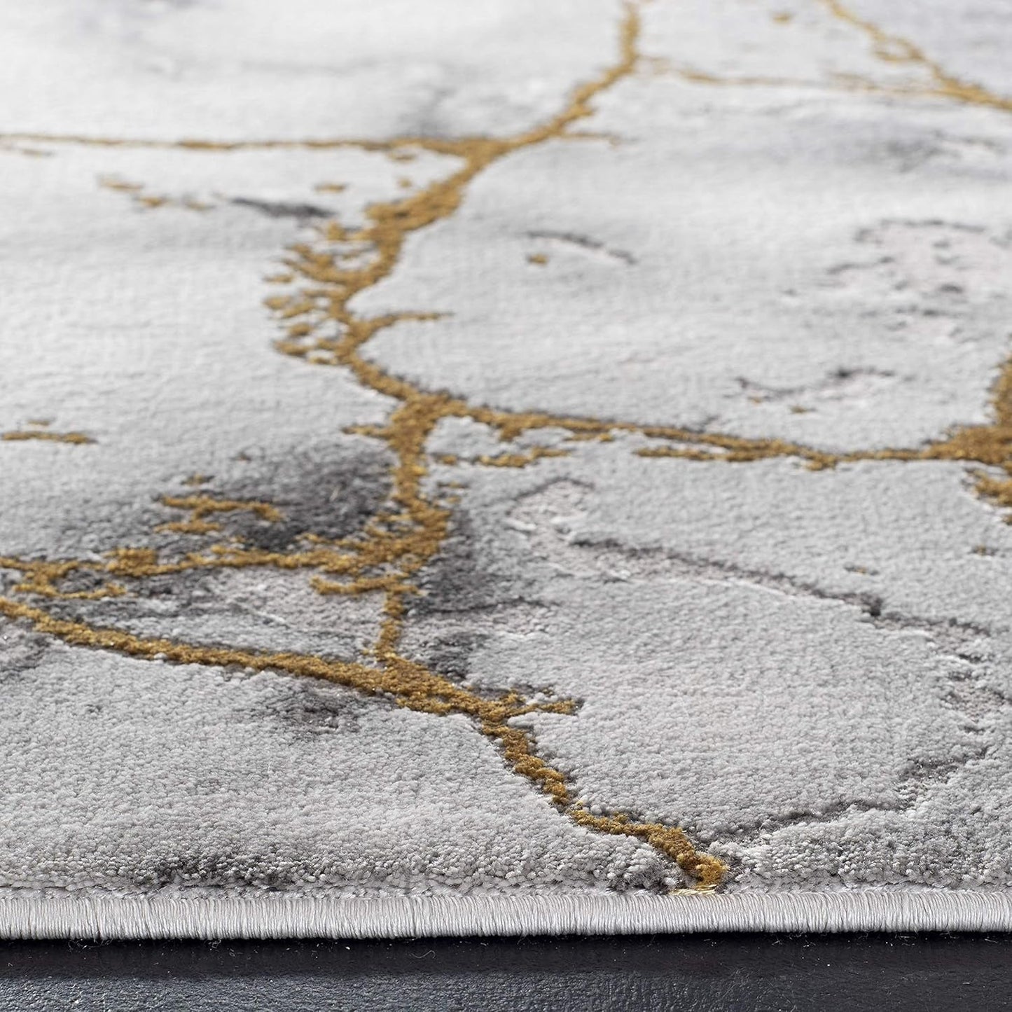Craft Collection Area Rug - 8' X 10', Grey & Gold, Modern Abstract Design, Non-Shedding & Easy Care, Ideal for High Traffic Areas in Living Room, Bedroom (CFT877F)