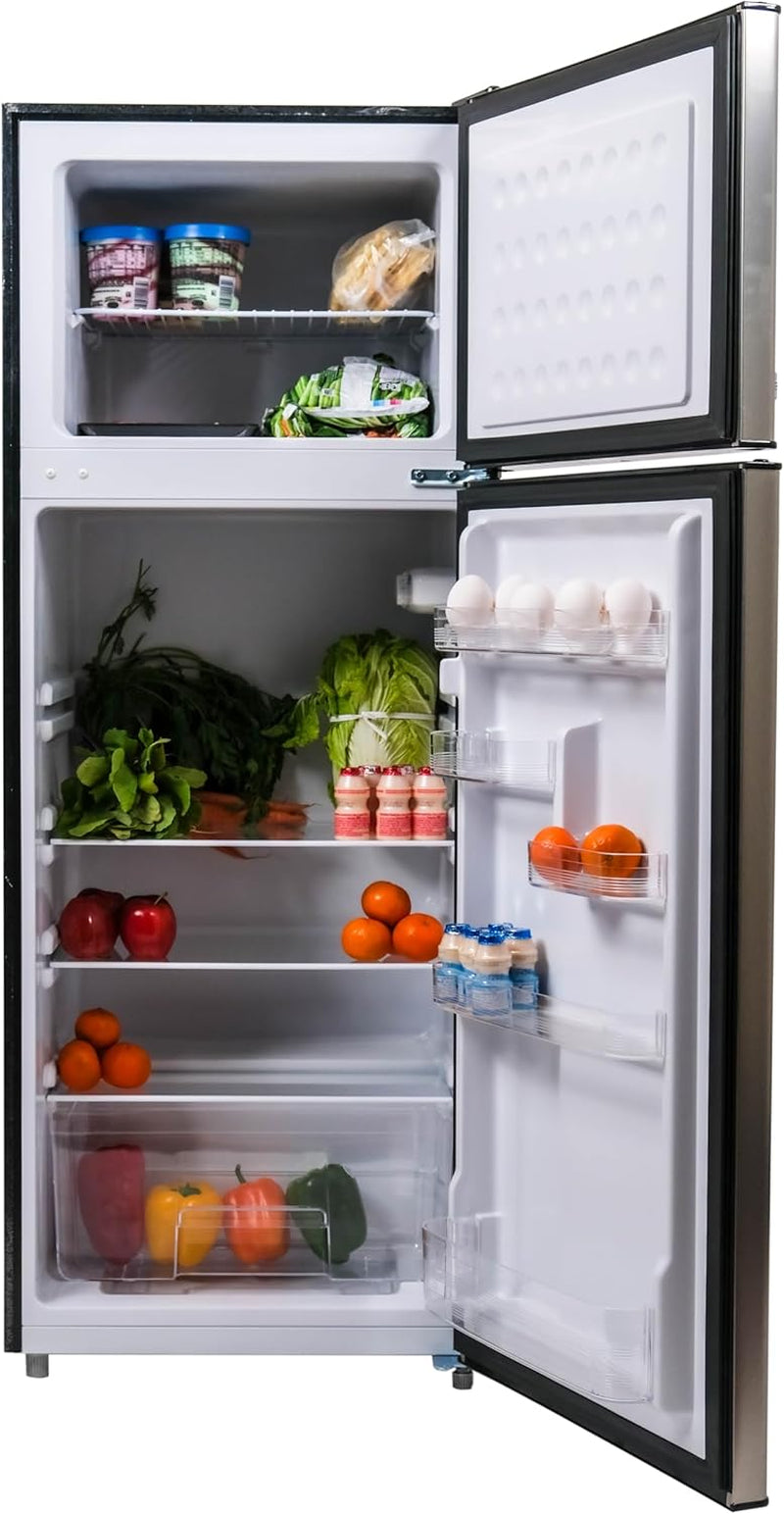 2 Door Apartment Size Refrigerator/Freezer Combo, 7.5 Cu Ft, Platinum Series, Stainless, 23" D X 21.5" W X 55.5" H