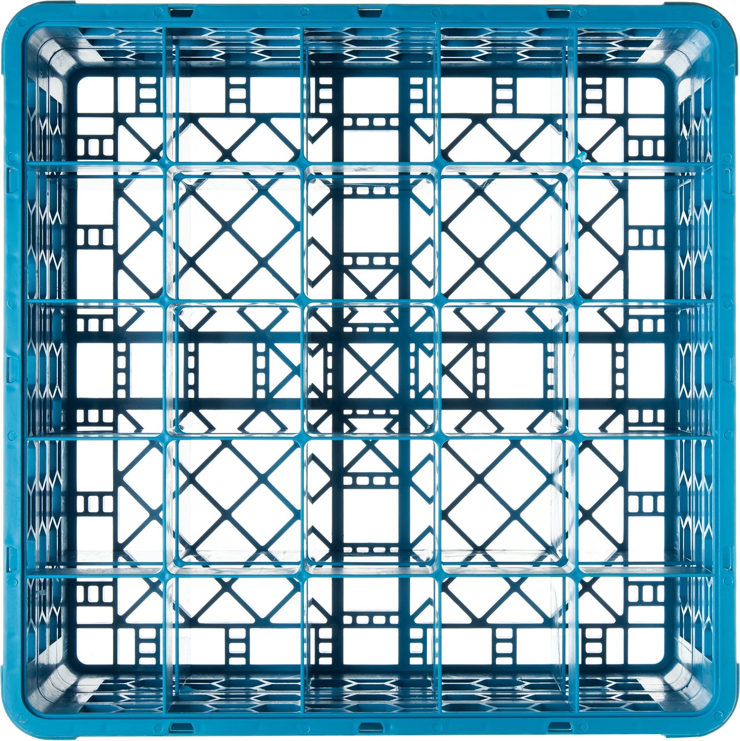 Carlisle FoodService Products OptiClean Plastic 25-Compartment Divided Glass Rack with Extender, Blue, (Pack of 3)