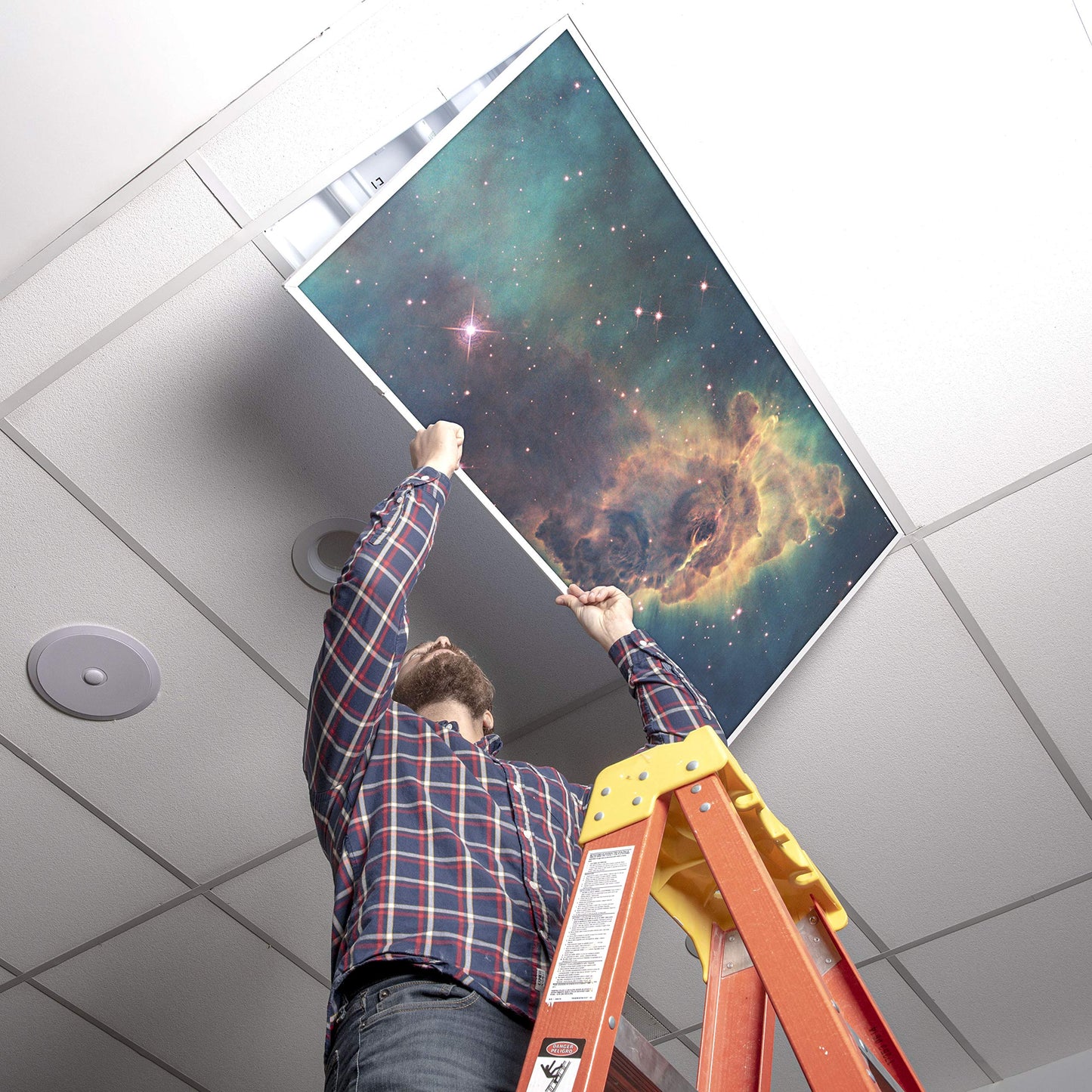 OCTO LIGHTS Fluorescent Light Cover - Backlit Film Insert 2x4 (22.38inx46.5in) Orion Nebula, Pack of 1