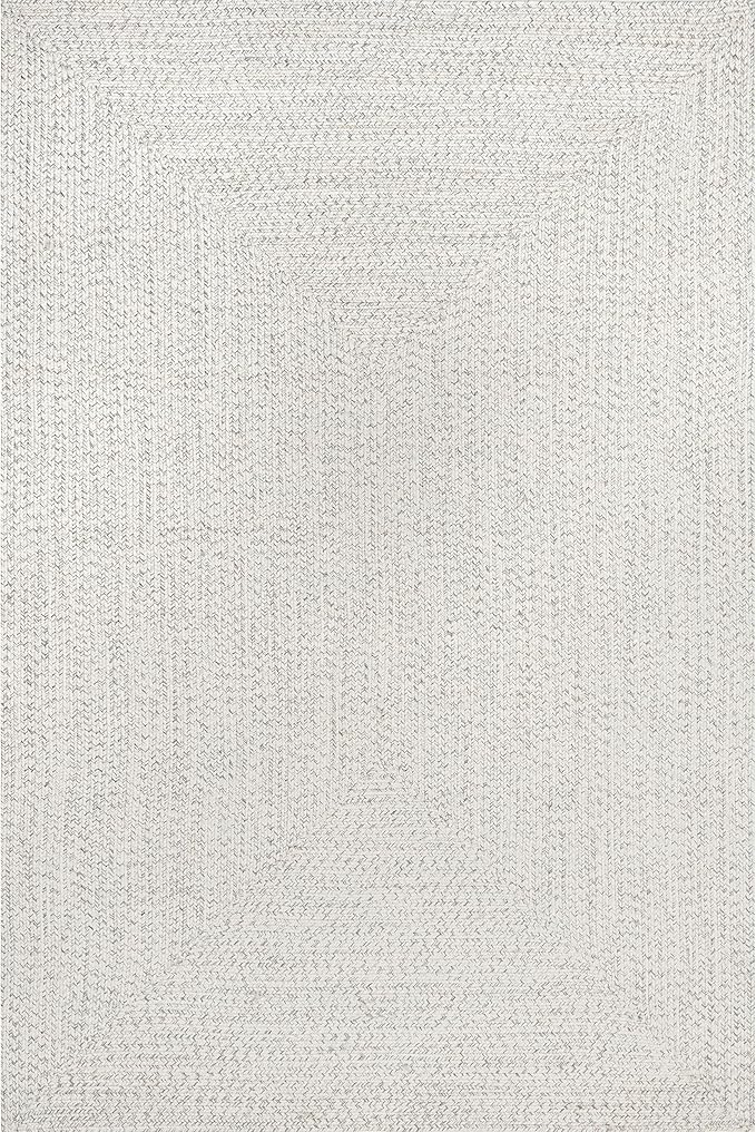 nuLOOM 6' x 9' Solid Hand Braided Indoor/Outdoor Area Rug, Pet-Friendly, High Traffic, Weather Resistant, for Patio, Balcony, Bedroom, Living Room, Dining Room, Wynn Ivory