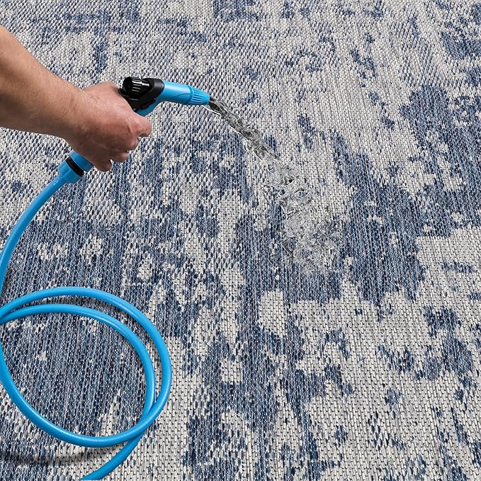 Keen Home Design Terrace Outdoor Area Rug - 4x6 Washable Indoor/Outdoor Rug for Patio, Kitchen, Balcony, Beach, Garden, Deck and Porch, Size: 3'10"x5'7"
