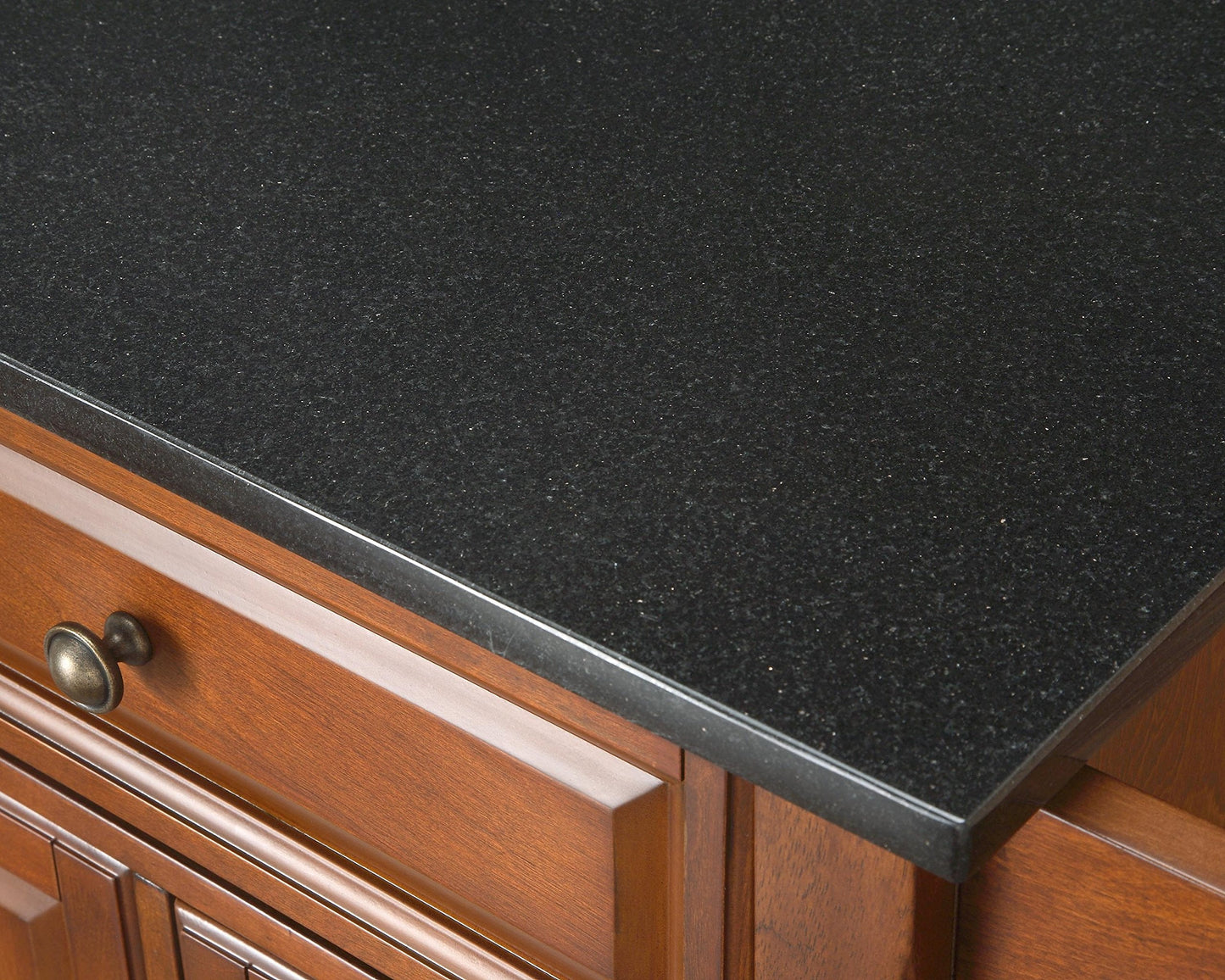 Crosley Furniture Cambridge Granite Top Rolling Kitchen Island Storage Cart, Microwave Stand, Spice Rack, Black