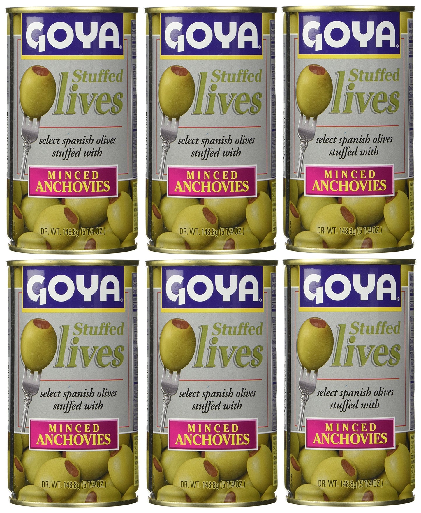 Goya Stuffed Olives Minced Anchovies 5.25 Ounce (Pack of 6)
