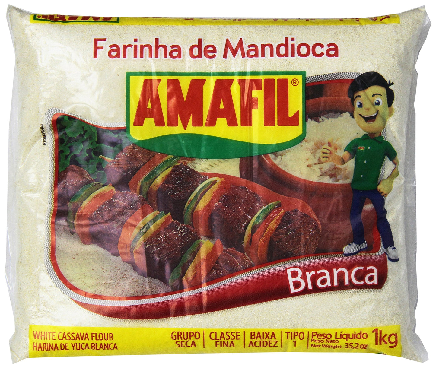 Amafil Farinha de Mandioca Branca White Cassava Flour Harina De Yuca Blanca PACK 35.2oz 1kg, 70.4 Ounce, (Pack of 2)