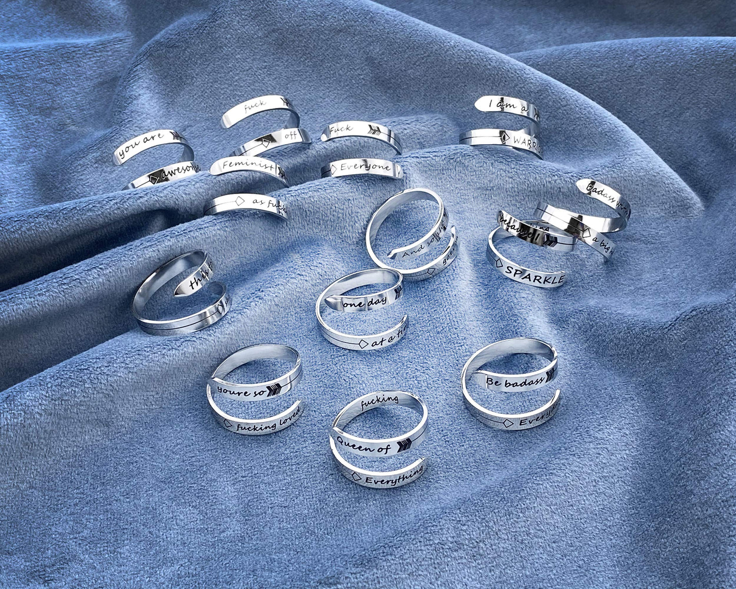 Vrycot Badass with a Big Heart Adjustable Stainless Steel Silver Inspirational Opening Cute Hiphop Band