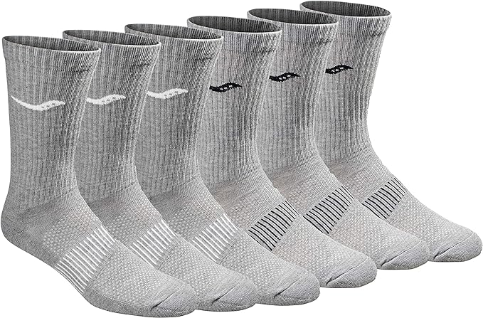 Saucony Men's RunDry Mesh Ventilating Comfort Fit Performance Crew Socks, Available in L-XL (3, 6, 12 Pairs)