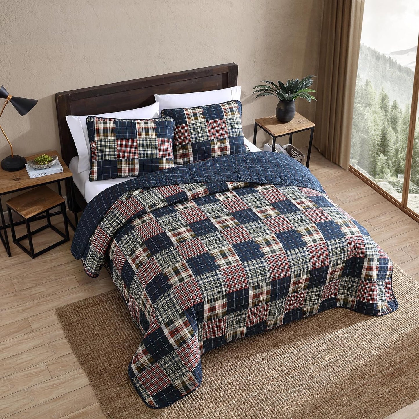 Eddie Bauer Poppy & Fritz Compass Cotton Blue 4 Piece Sheet Set-Full