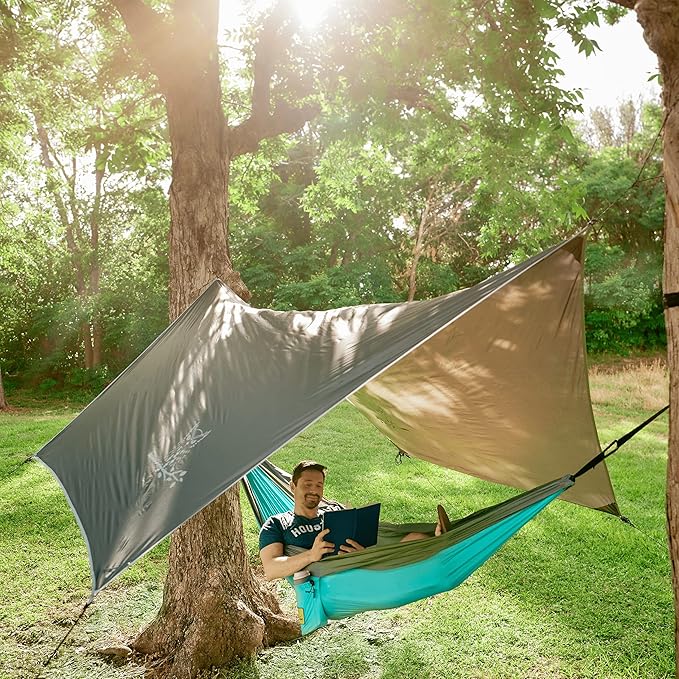 Wise Owl Outfitters Hammock Tarp, Hammock Tent - Rain Tarp for Camping Hammock - Camping Gear Must Haves w/Easy Set Up Including Tent Stakes and Carry Bag