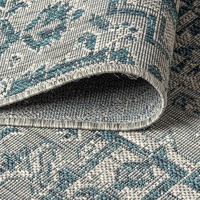 JONATHAN Y SMB105C-14 Estrella Bohemian Medallion Textured Weave Teal/Gray 10 ft. x 14 ft. Indoor/Outdoor Area Rug, Pet Friendly, Non-Shedding, Stain Resistant, Easy-Cleaning for Backyard, Patio