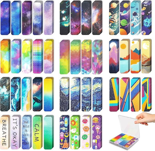 48 Pieces Unique Sensory Stickers for Anxiety Relief Items - Sensory Strips with Storage Box - 2 Textured Surface Fidget S...